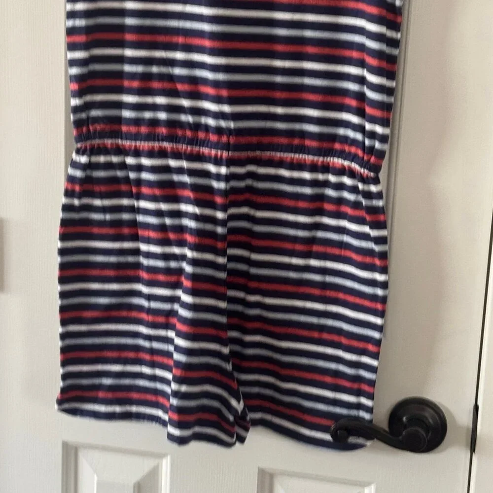 New Classic Prep Girls Addie Romper East Beach Stripe Shortall Size XL